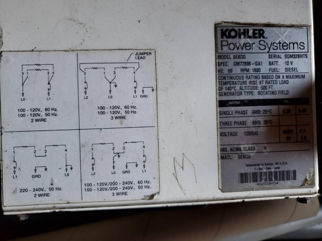 KOHLER 6EKOD 6kw 発電機 | 中古船ソーマッチ